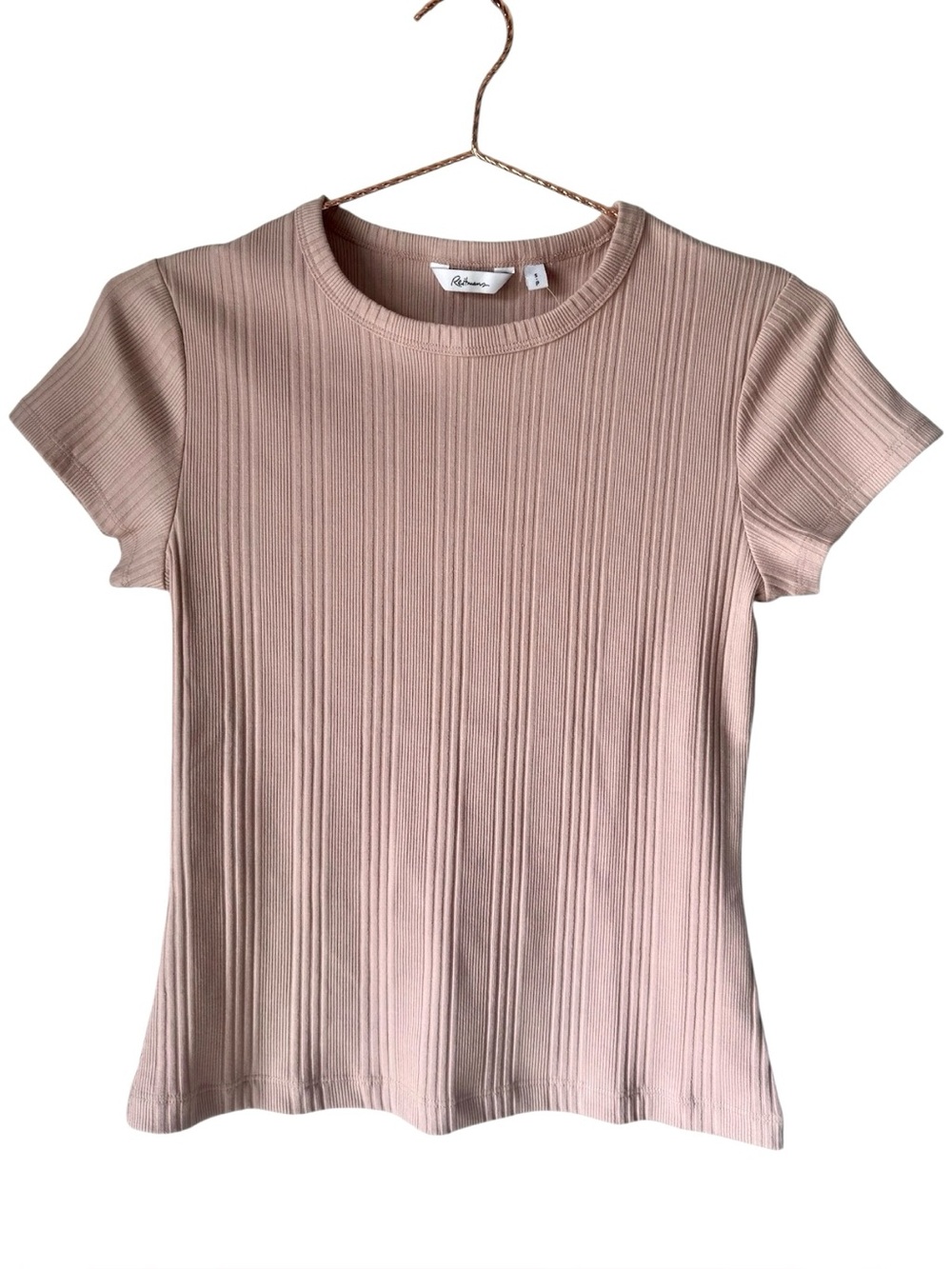 Reitman's Fitted Crew-Neck Ribbed T-Shirt - Dusty Rose - Size S
